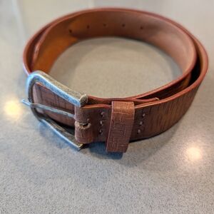 Magnanni Brown Leather Belt with Silver Buckle